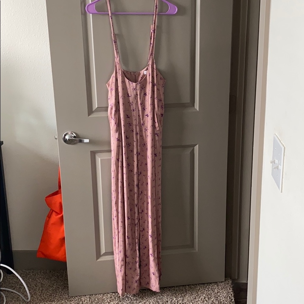 Pink floral overalls